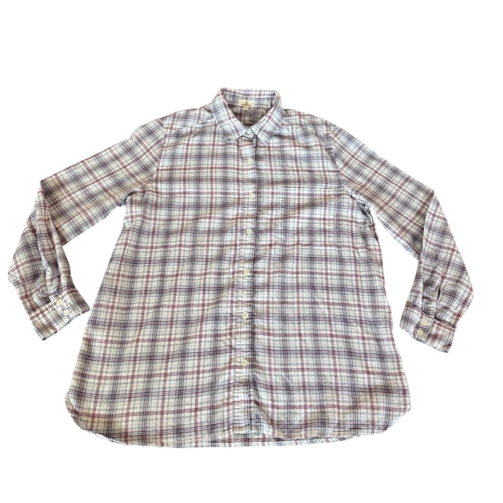 Johnny Cotton Shirt Mens Medium‎ Plaid  Long Sleeve Button Up Lightweight Cotton